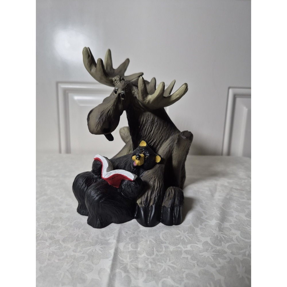 Bearfoots Mooses Tall Tales w/Bear & Book Figurine Moose to Amuse and Collect